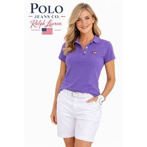 Ralph Lauren Polo Jeans Co Purple Polo Shirt Womens Medium Cotton